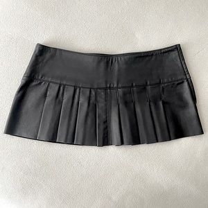 Pleated Mini Skirt - Genuine Leather